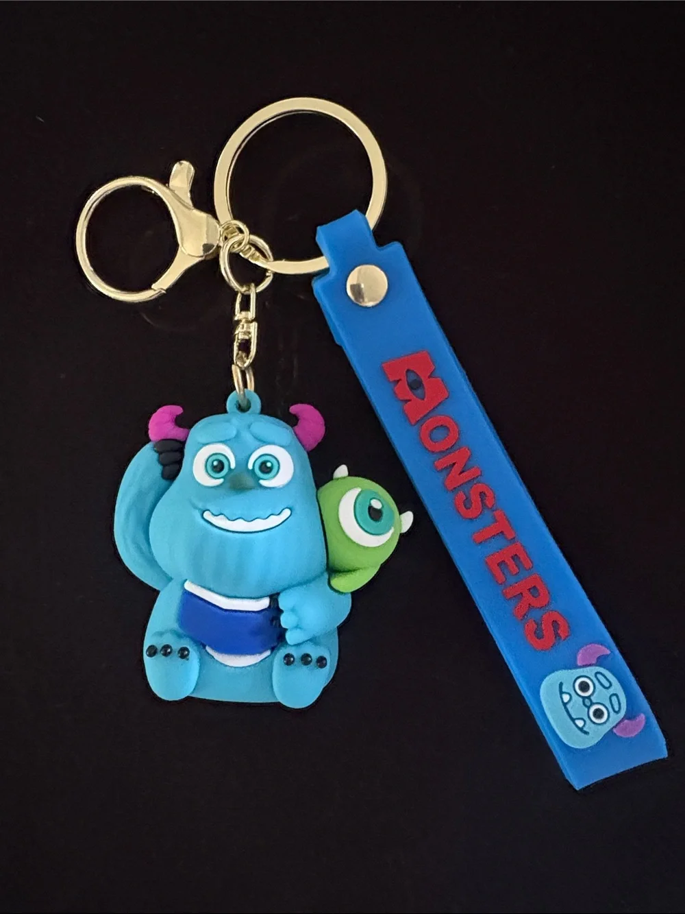 Blue Monsters Inc Sulley and Mike Silicone Keychain Bag Charm with Strap